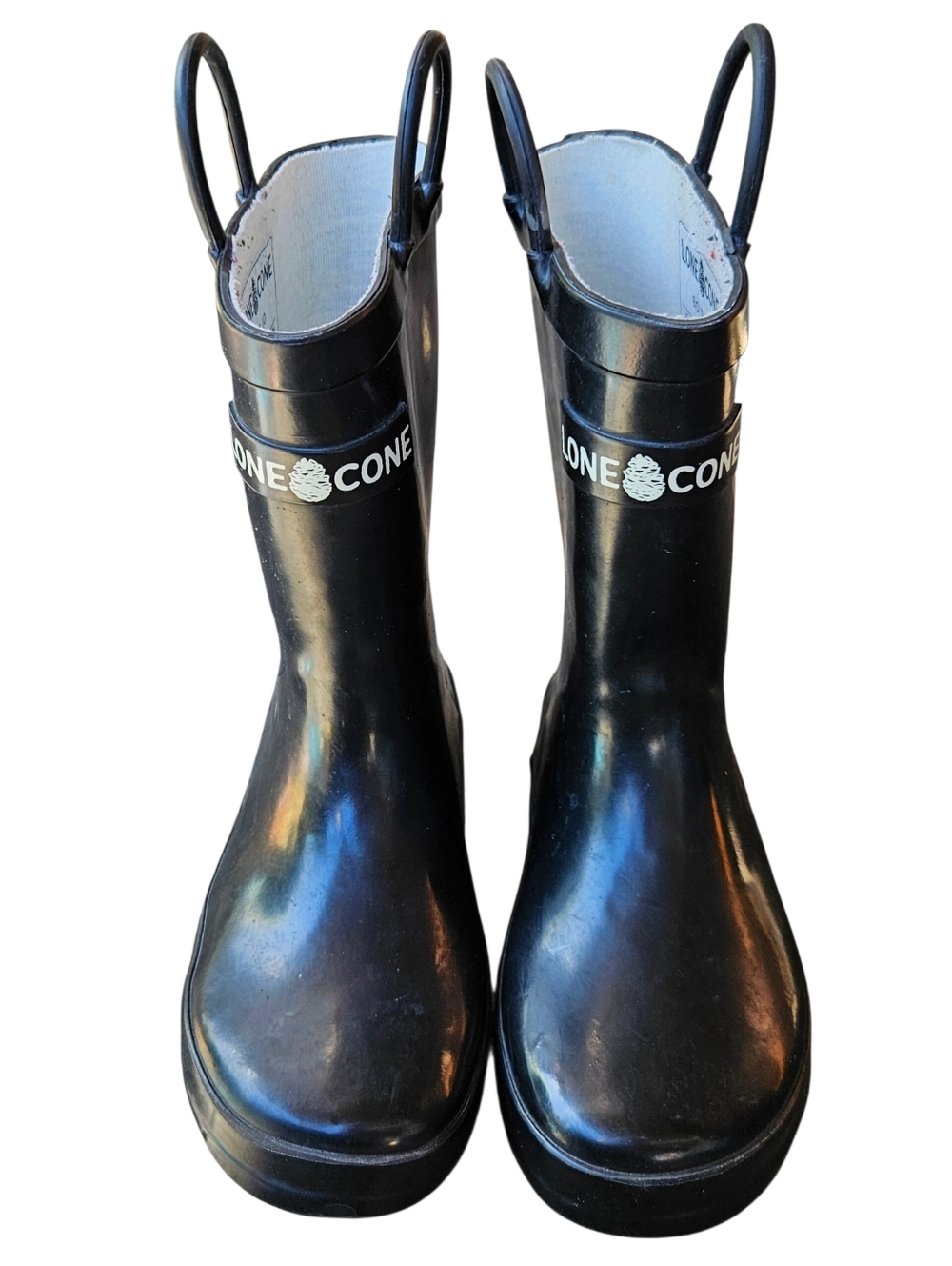 Boy's Lone Cone Black Waterproof Pull-On Rain Boots Size 12
